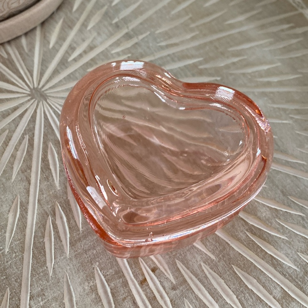 Sweet pink translucent glass trinket dish